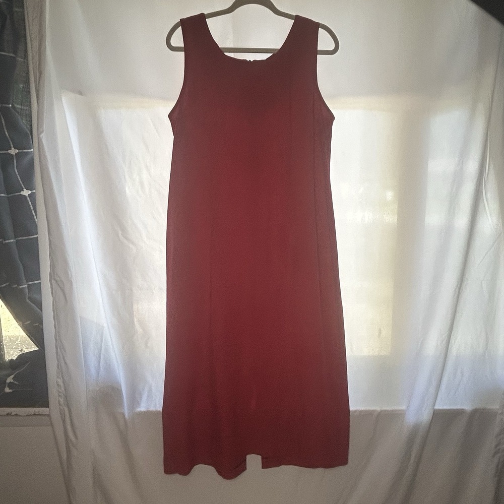 VTG Miss Dorby Red Sleeveless Sheath Dress Size 10 Paisley Jacquard Classic Fit